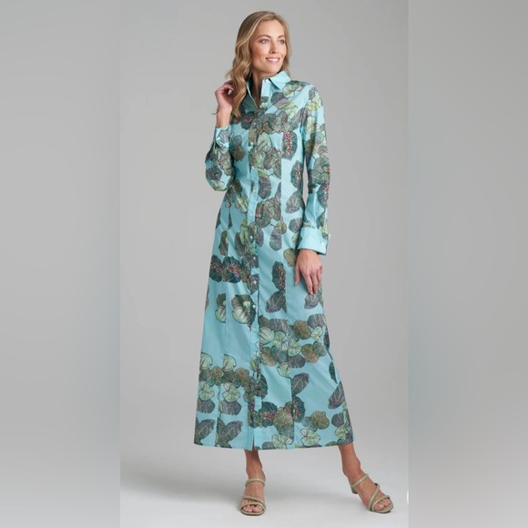 EUC ALA VON AUERSPERG- KATHE COTTON DRESS IN GREEN ISLAND. Size 6 - Picture 1 of 9